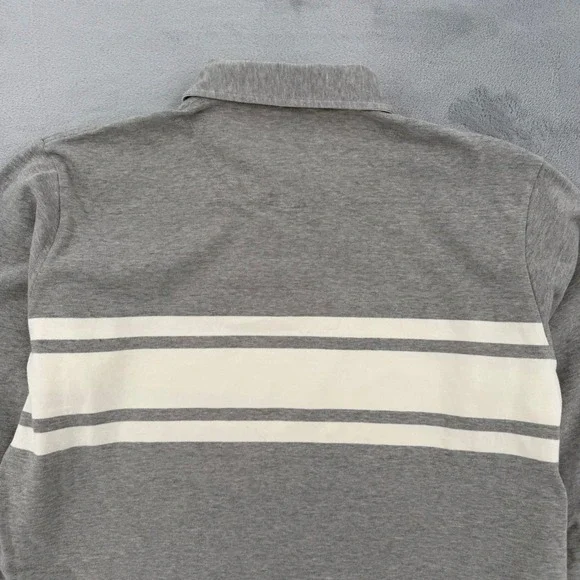 Vintage Polo Ralph Lauren Gray Striped Polo Shirt Cotton Classic Fit Mens XL - Picture 8 of 14